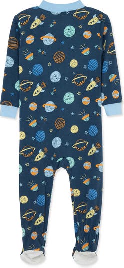 Space Print Stretch Viscose One-Piece Footed Pajamas