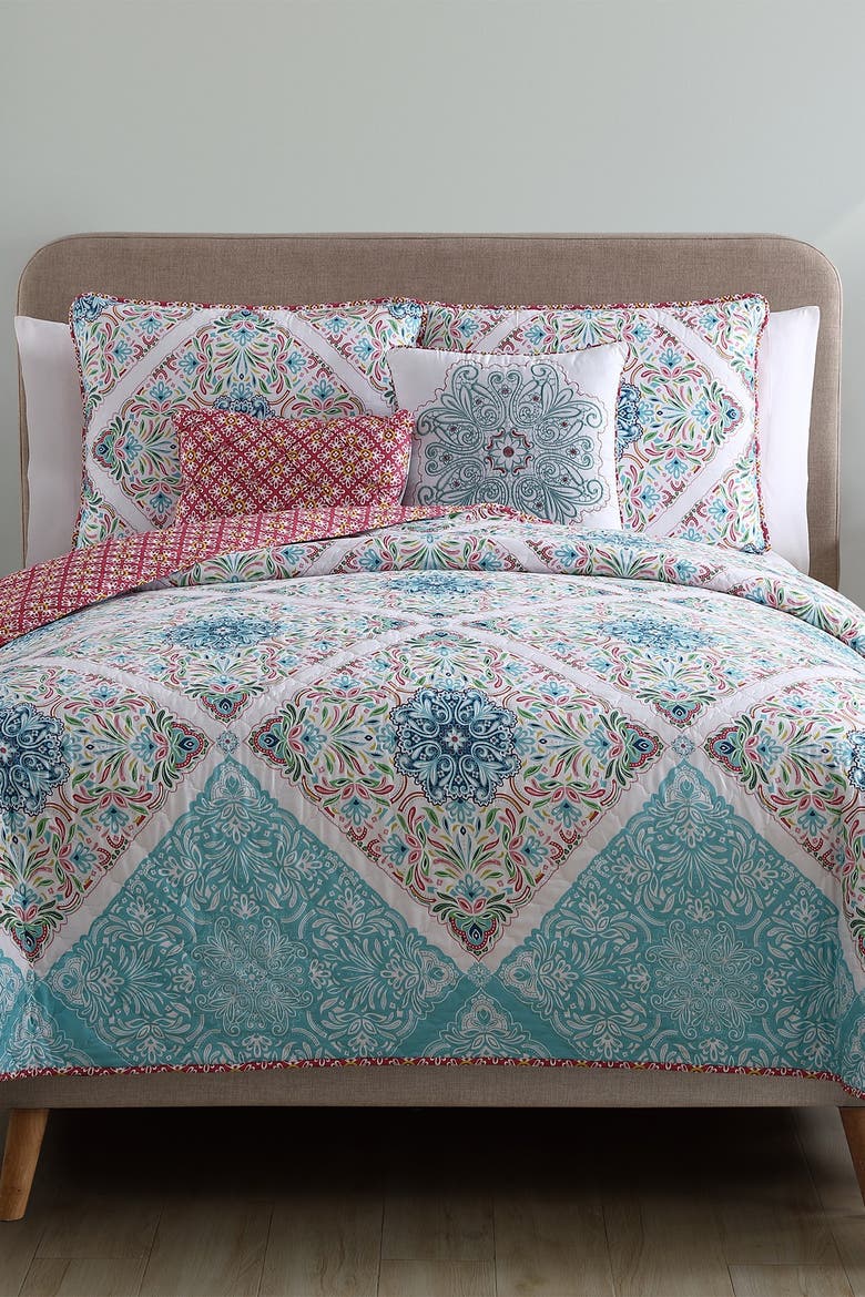 Windsor Reversible Medallion Quilt Set - Queen, Main, color, MULTI