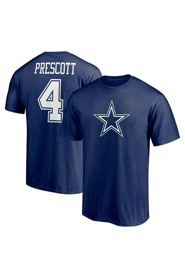 Men's Fanatics Branded Dak Prescott Navy Dallas Cowboys Player Icon Name & Number T-Shirt, Main, color, Navy