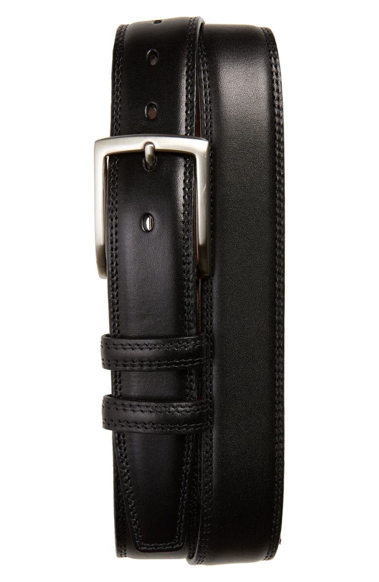 Torino Kipskin Leather Belt, Main, color, Black