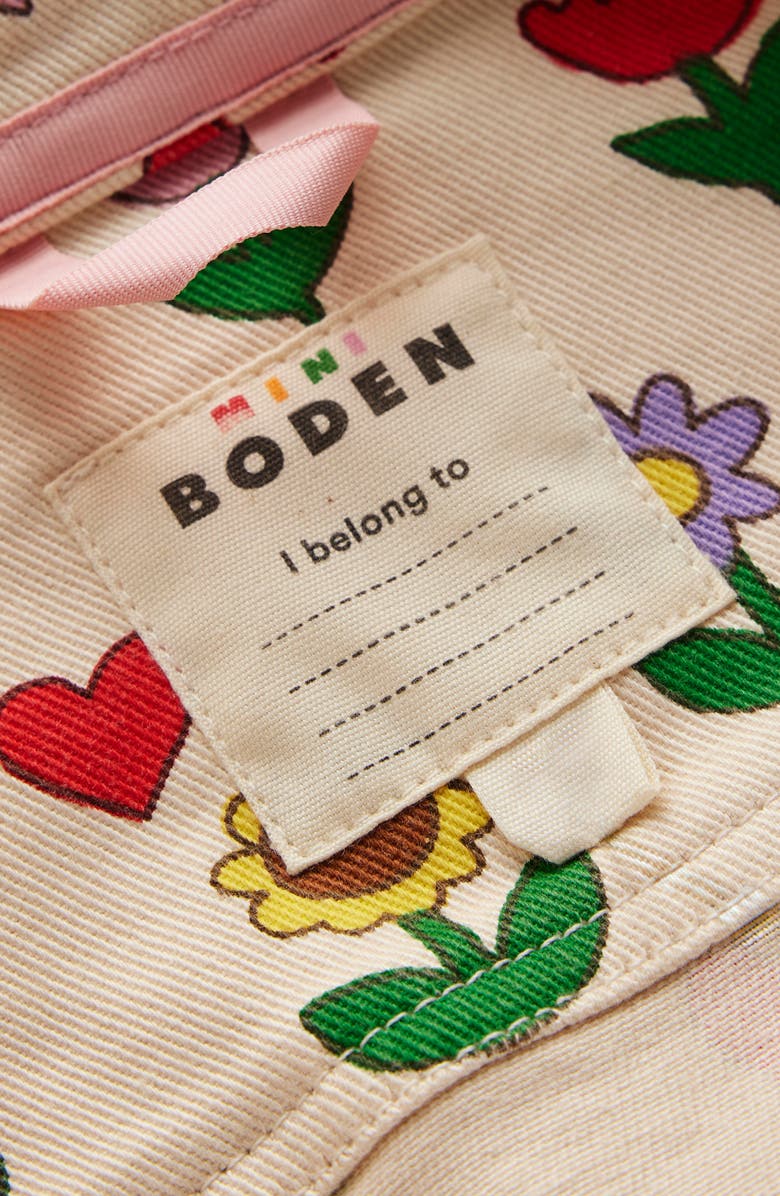 Mini Boden Kids' Floral Denim Jacket, Alternate, color, Ivory Sunflower Garden