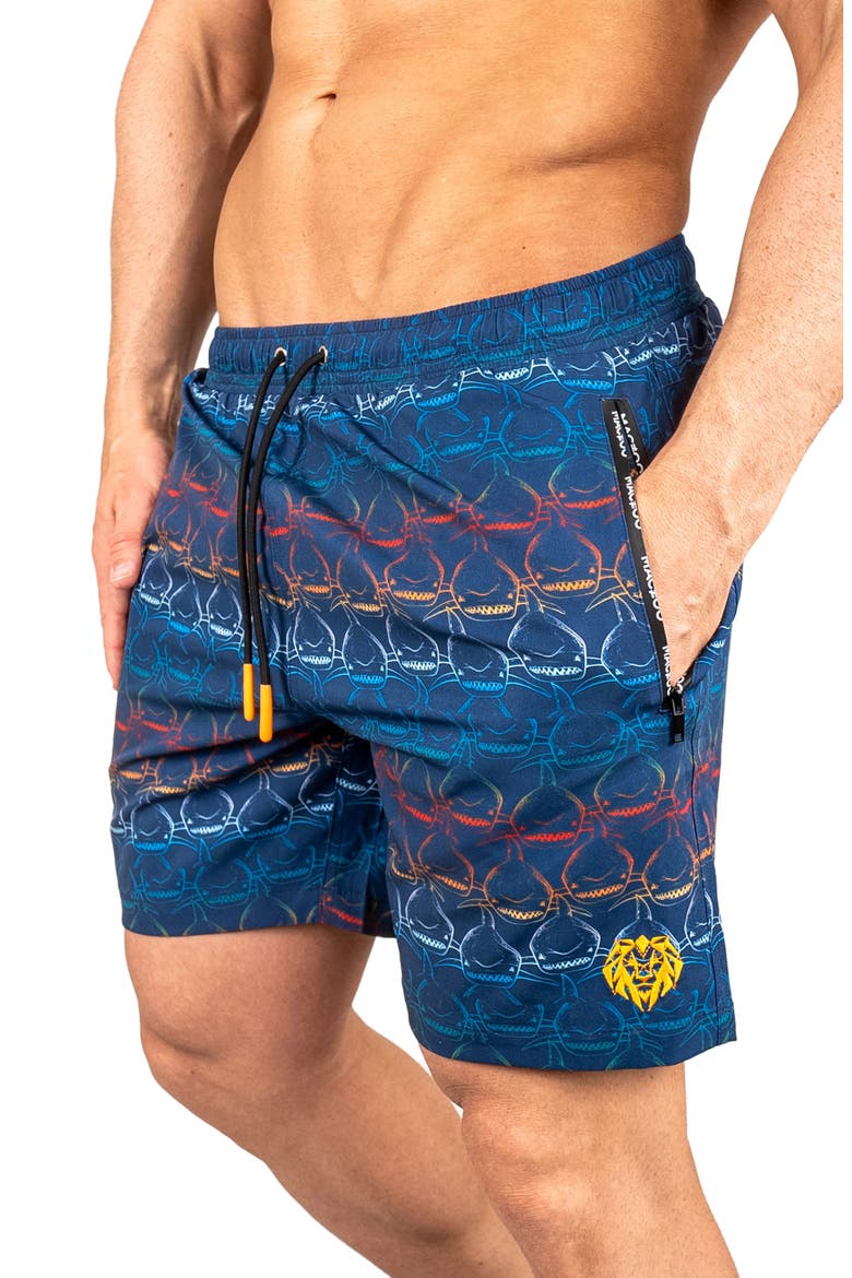 Swim Lion Shark Wave Swim Trunks, Alternate, color, BLUE