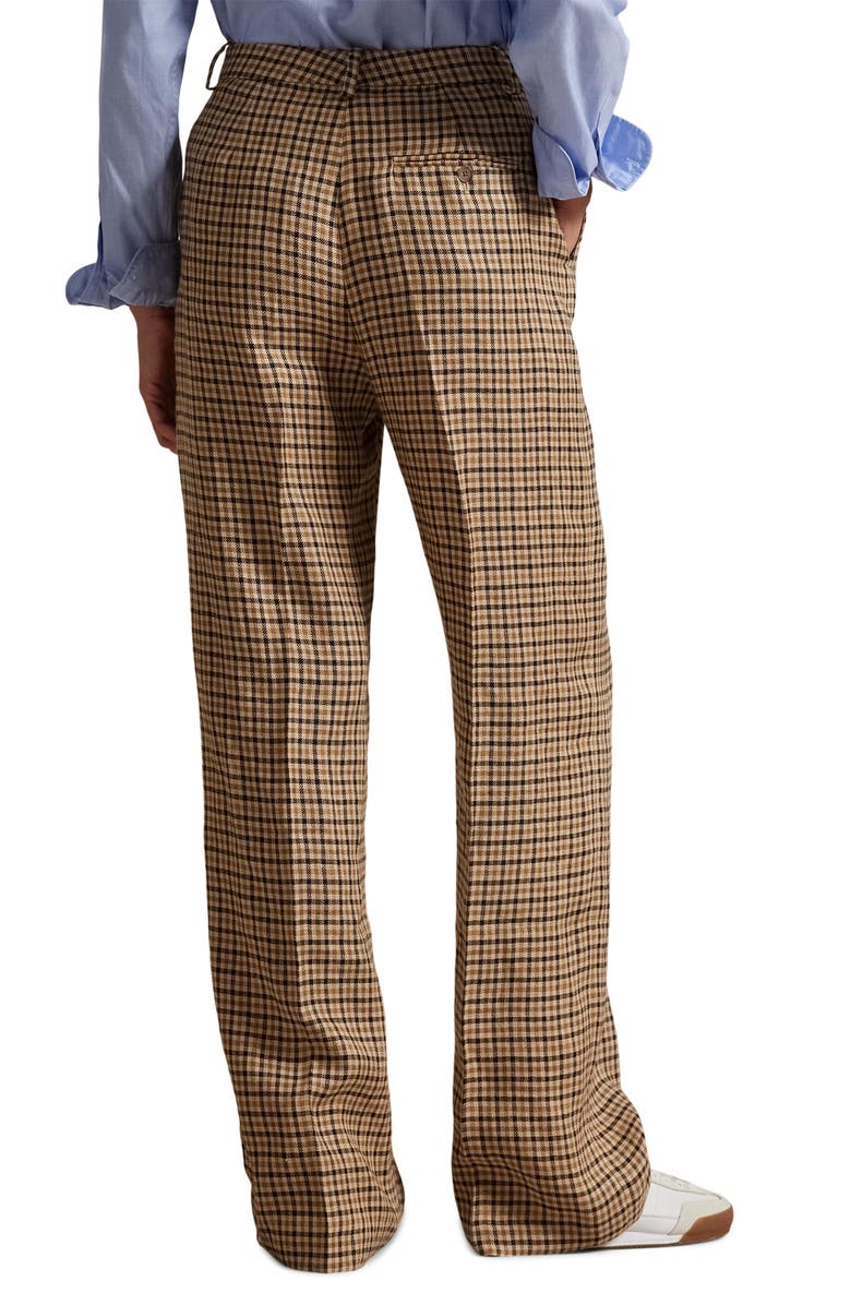 Polo Ralph Lauren Plaid Linen Blend Wide Leg Pants, Alternate, color, Country Plaid