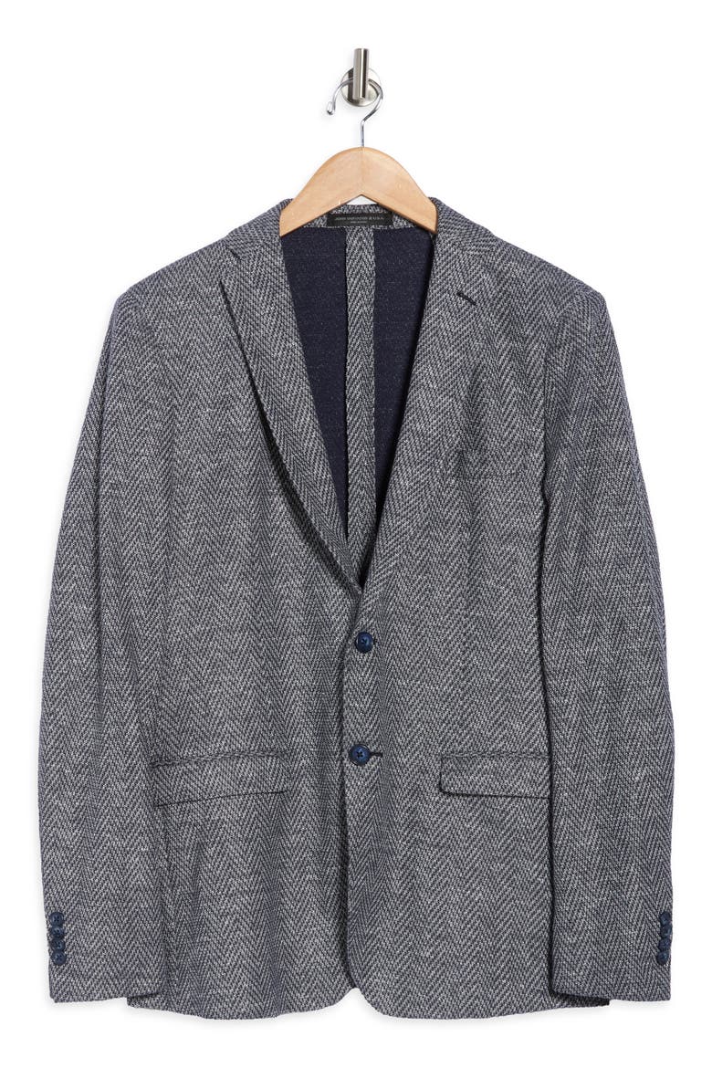 Herringbone Cotton & Linen Blend Sport Coat, Alternate, color, GREY/ WHITE
