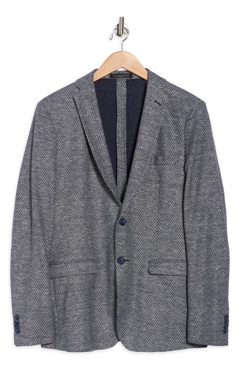 John Varvatos Star USA Herringbone Cotton & Linen Blend Sport Coat, Alternate, color, Grey/ White