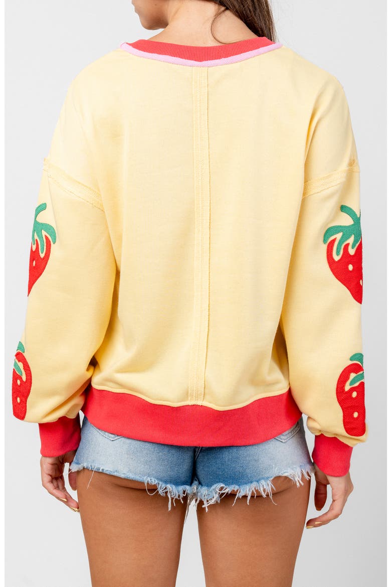 Embroidered Strawberry Sweatshirt, Alternate, color, YELLOW STRAWBERRY
