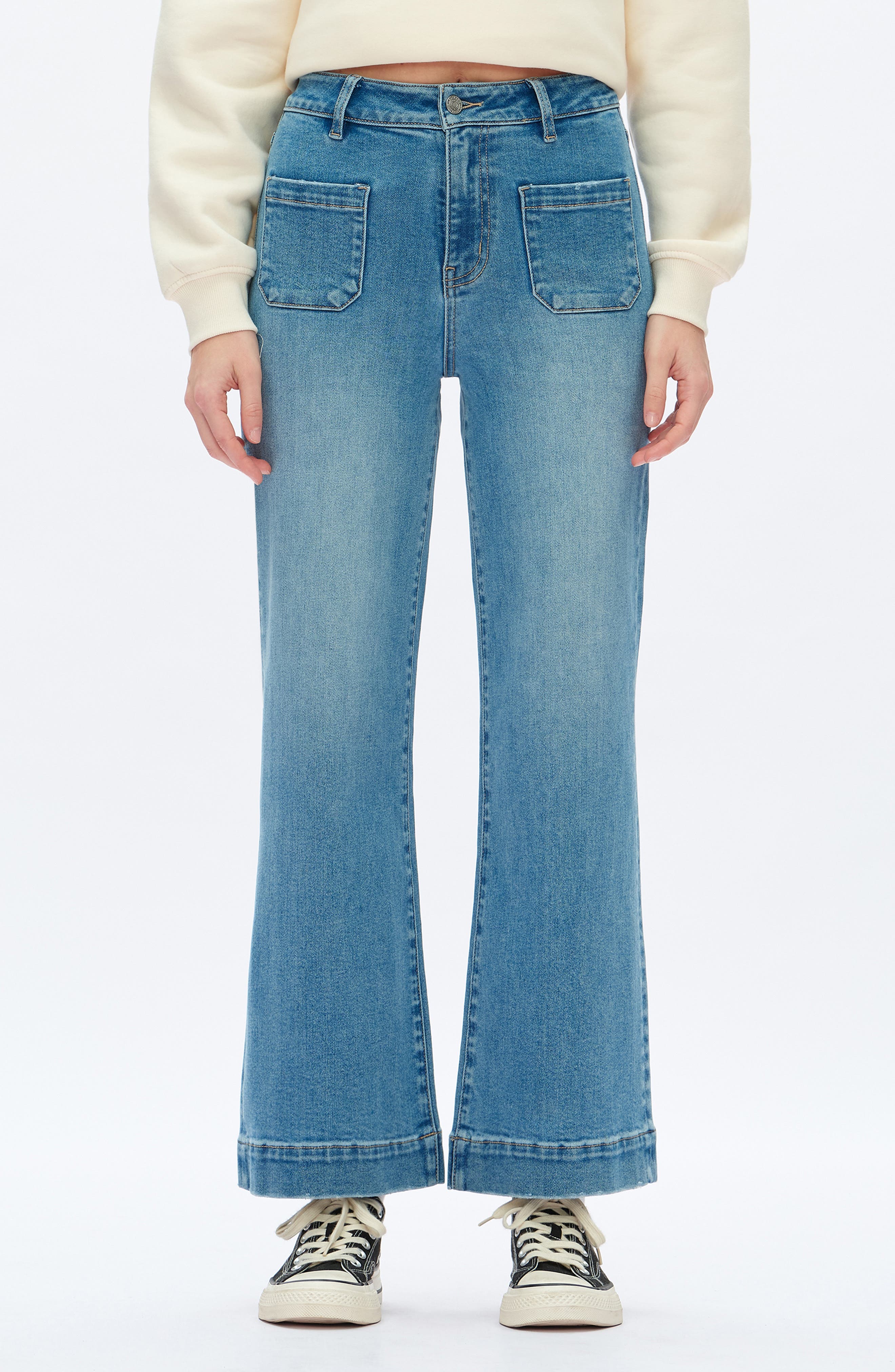 Patch Pocket High Waist Wide Leg Jeans - image 3