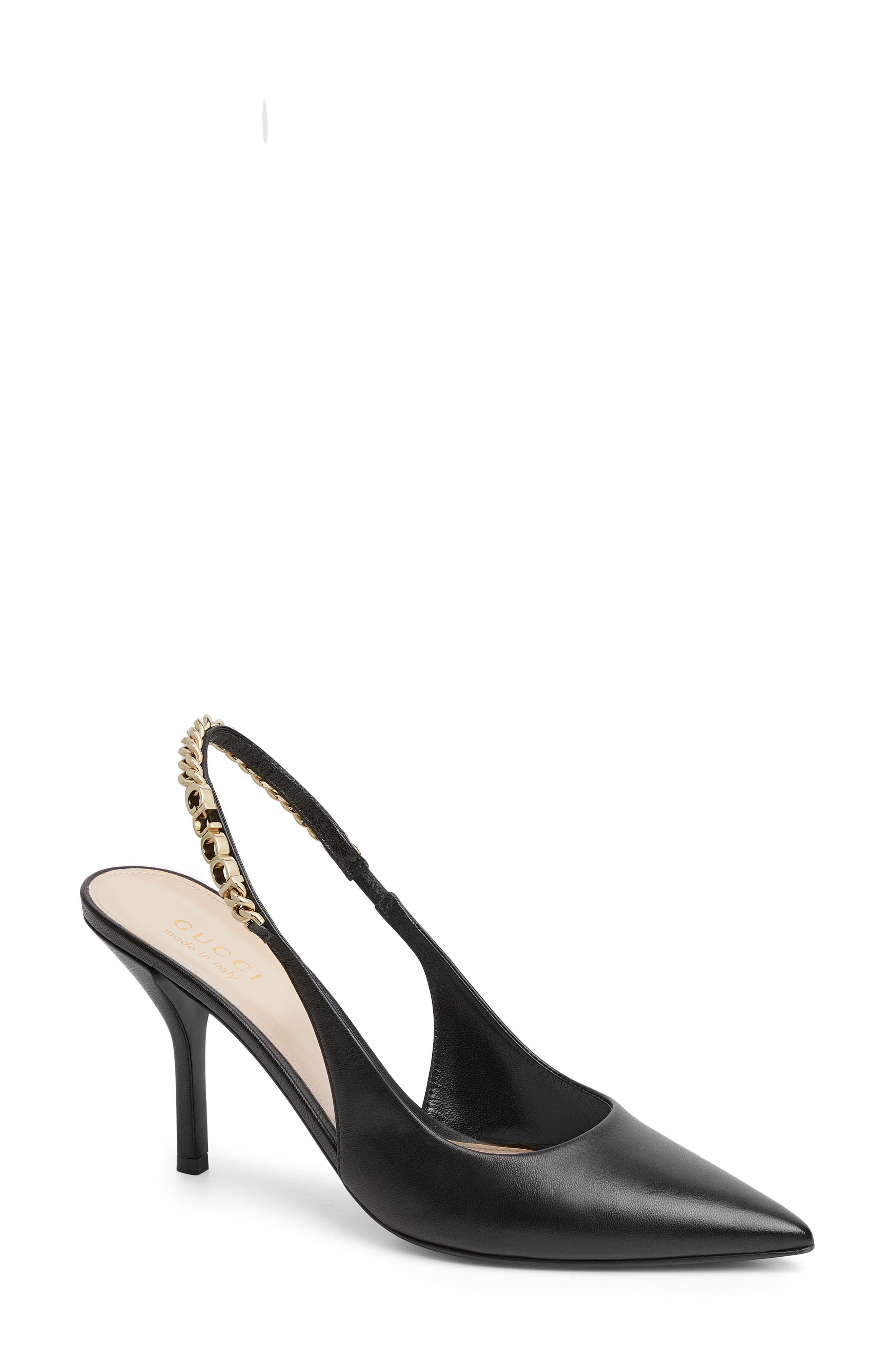 Gucci Signoria Pointed Toe Slingback Pump, Main, color, Black