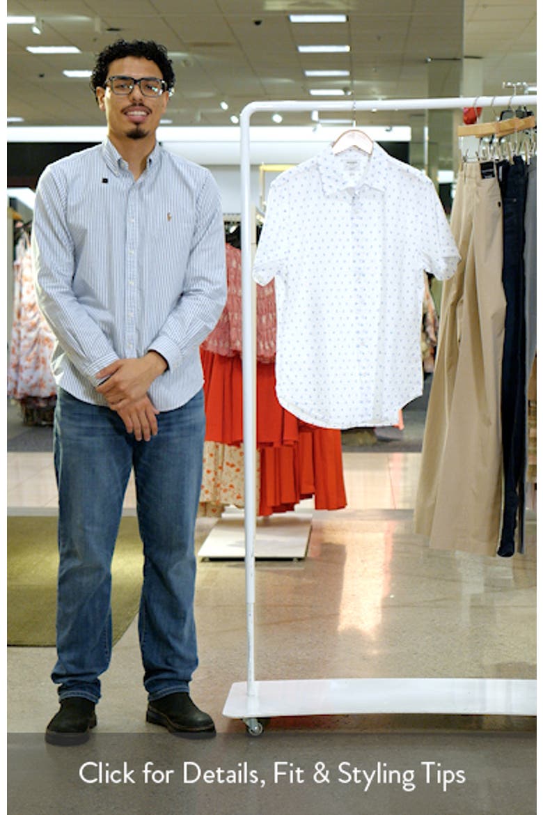 Riviera Slim Fit Leaf Print Seersucker Short Sleeve Button-Up Shirt video