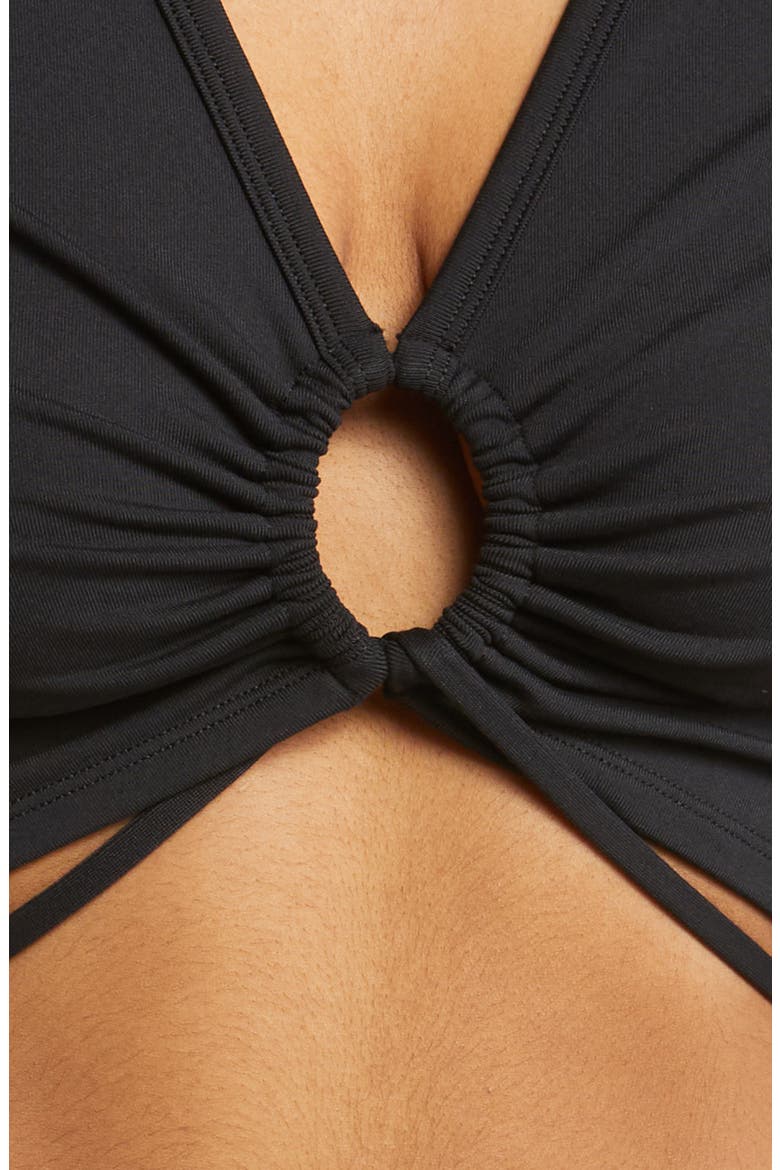 Airbrush Keyhole Cutout Crop Top, Alternate, color, BLACK