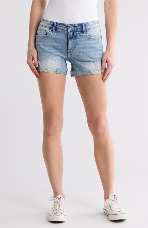 Marley Ripped Mid Rise Denim Shorts