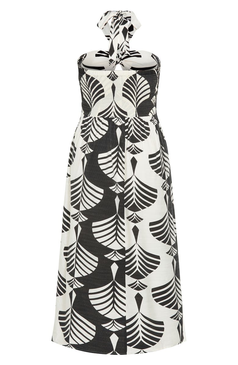 City Chic Peta Floral Border Print Halter Maxi Dress, Alternate, color, Empress