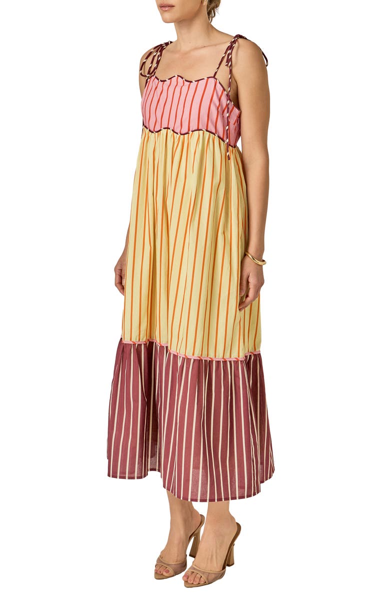English Factory Colorblock Tie Strap Maxi Dress, Alternate, color, Yellow Multi