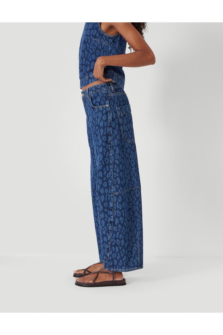 Cropped Bree Horseshoe Barrel Leg Jeans, Alternate, color, Laser Leopard Print Mid Blue
