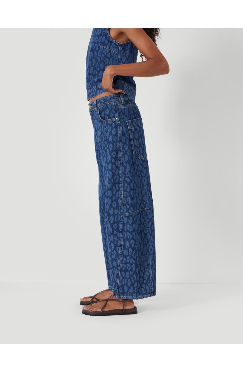 Hush Cropped Bree Horseshoe Barrel Leg Jeans, Alternate, color, Laser Leopard Print Mid Blue