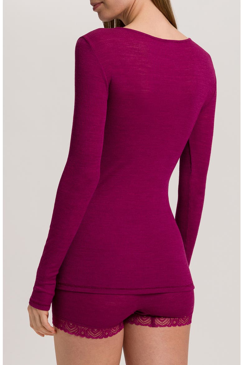 Lace Trim Merino Wool & Silk Rib Sleep Top, Alternate, color, PINK TOURMALINE