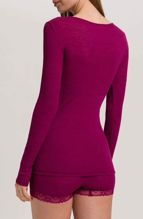 Hanro Lace Trim Merino Wool & Silk Rib Sleep Top In Pink