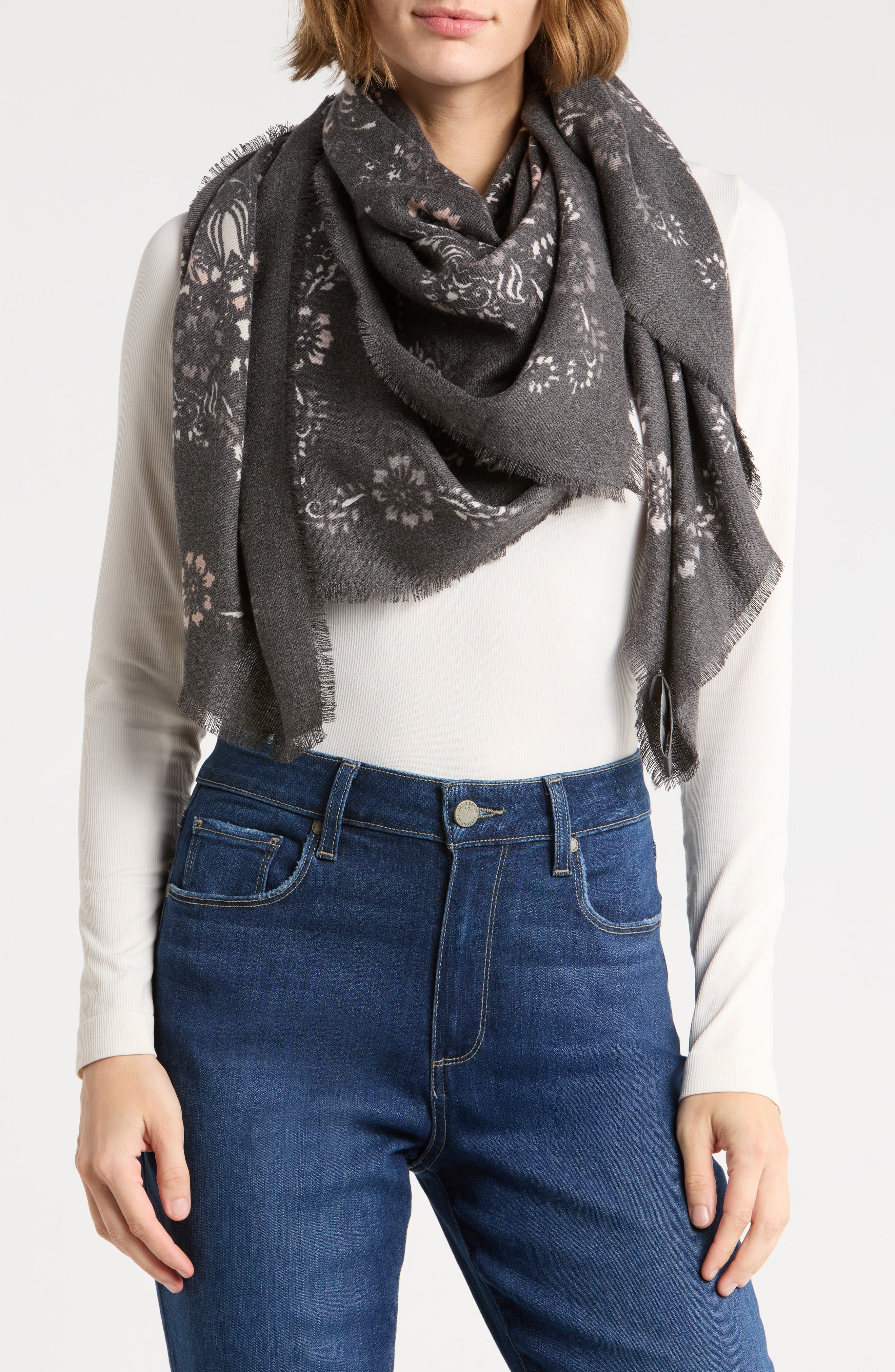 Western Block Print Square Scarf
