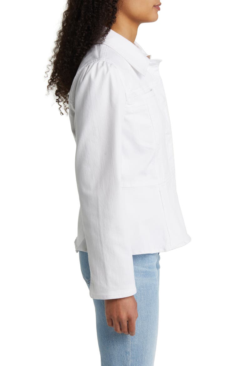 Peplum Denim Jacket, Alternate, color, OPTIC WHITE
