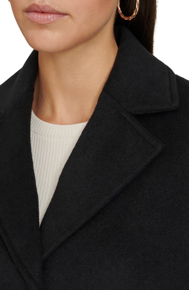 Calvin Klein Notch Wool Blend Coat, Alternate, color, Black