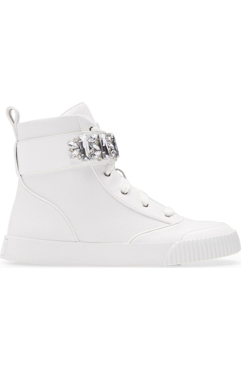 KARL LAGERFELD PARIS Jeren Crystal Strap High Top Sneaker, Alternate, color, Bright White