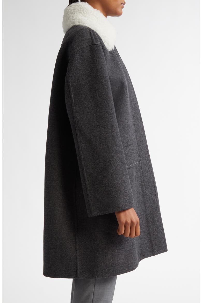 Bal Wool & Cashmere Coat with Removable Genuine Shearling Collar, Alternate, color, MEDIUM GREY
