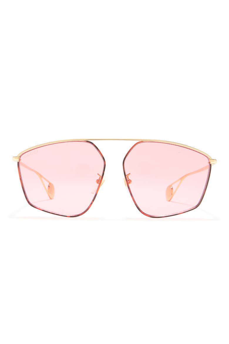 60mm Aviator Sunglasses, Main, color, GOLD GOLD PINK
