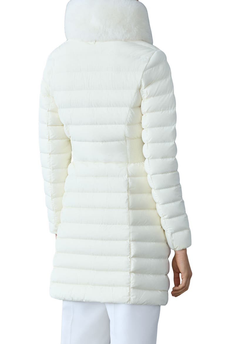 Water Repellent Chevron Quilted Down Coat with Removable Genuine Shearling Collar, Alternate, color, CREAM