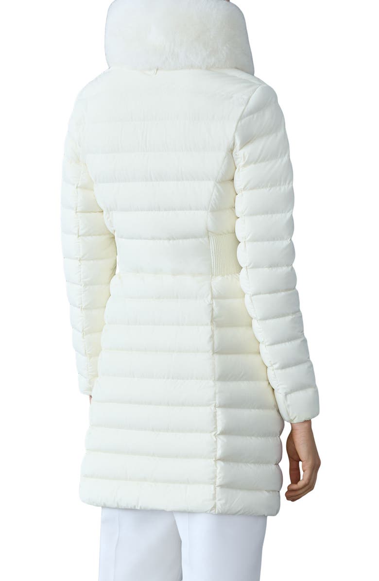 Mackage Water Repellent Chevron Quilted Down Coat with Removable Genuine Shearling Collar, Alternate, color, Cream