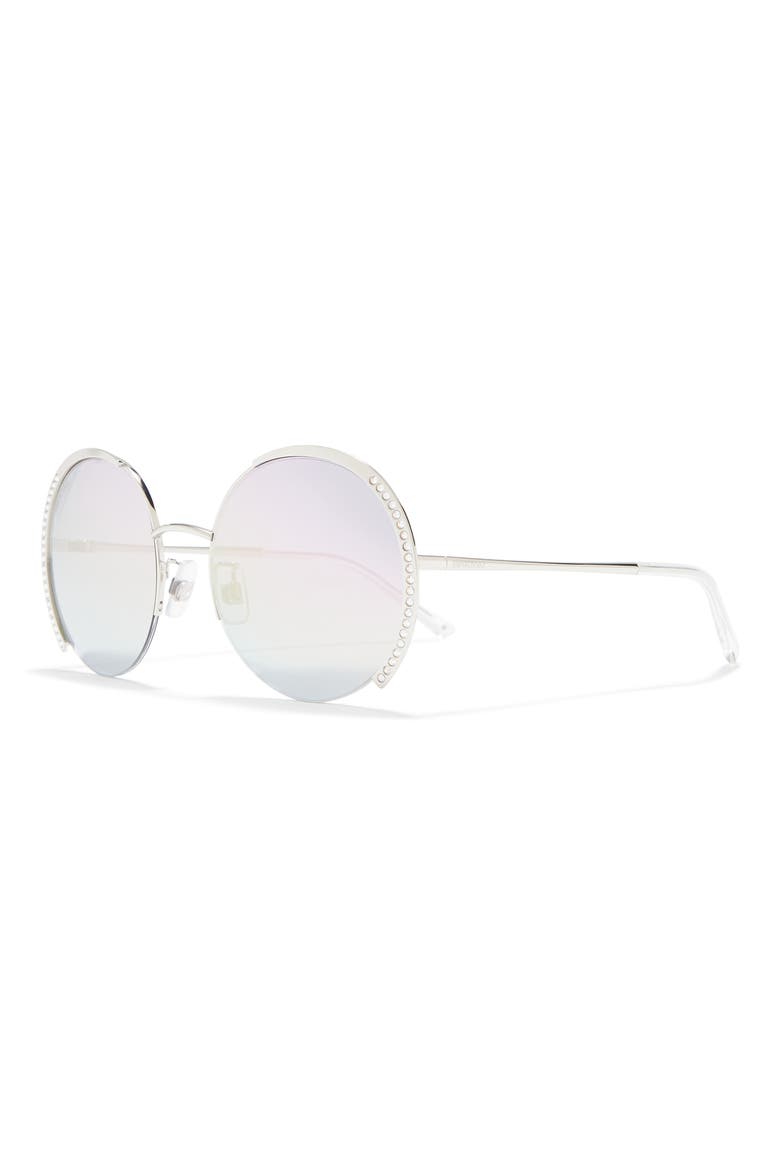 56mm Round Sunglasses, Alternate, color, SHINY PALLADIUM / GRADIENT