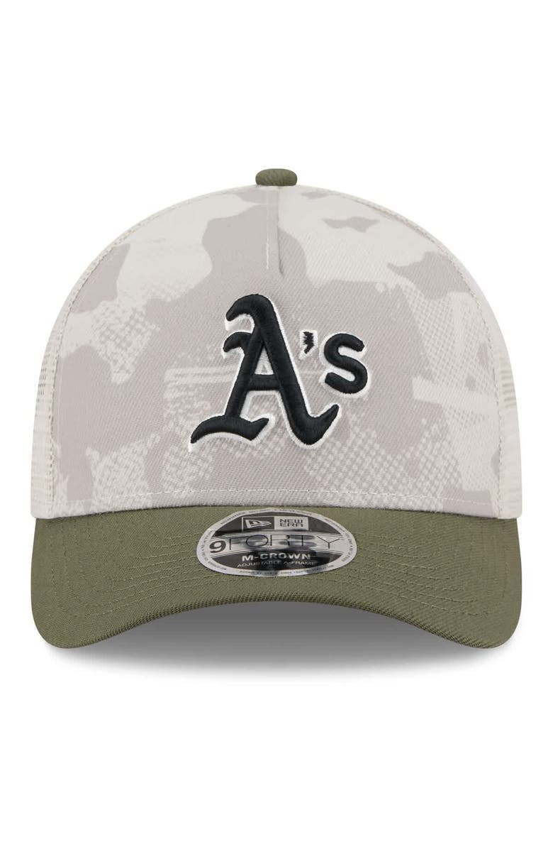 New Era Men's New Era Light Beige/Olive Athletics 2025 Armed Forces Day 9FORTY M-Crown A-Frame Adjustable Hat, Alternate, color, Light Beige