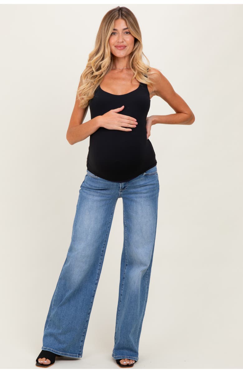 PinkBlush Low Rise Wide Leg Maternity Jeans, Alternate, color, 