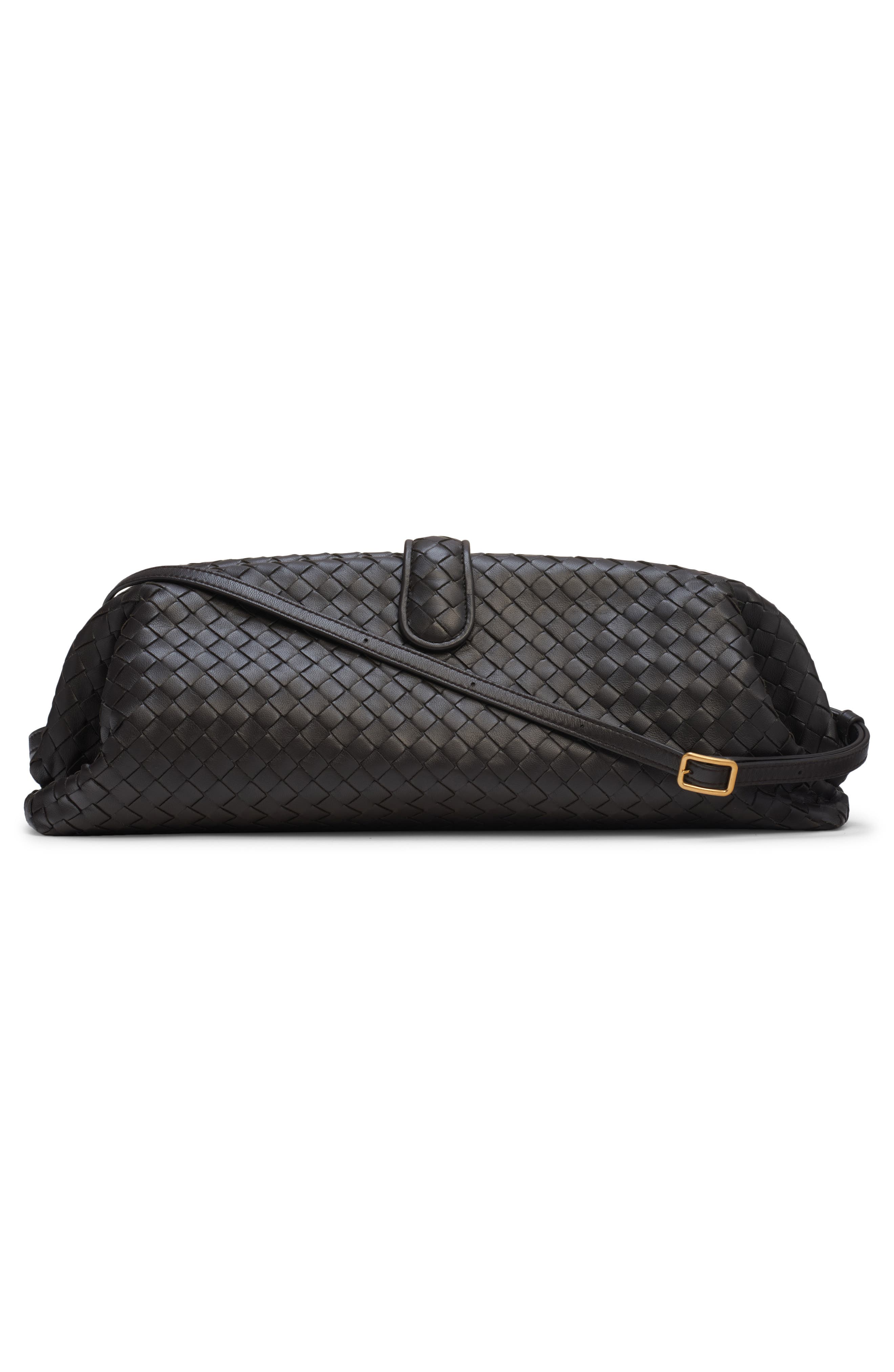 Bottega Veneta Lauren Intrecciato Clutch, Alternate, color, 2094 Espresso-Brass V