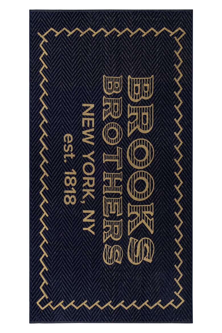 Logo Cotton Beach Towel, Main, color, NAVY