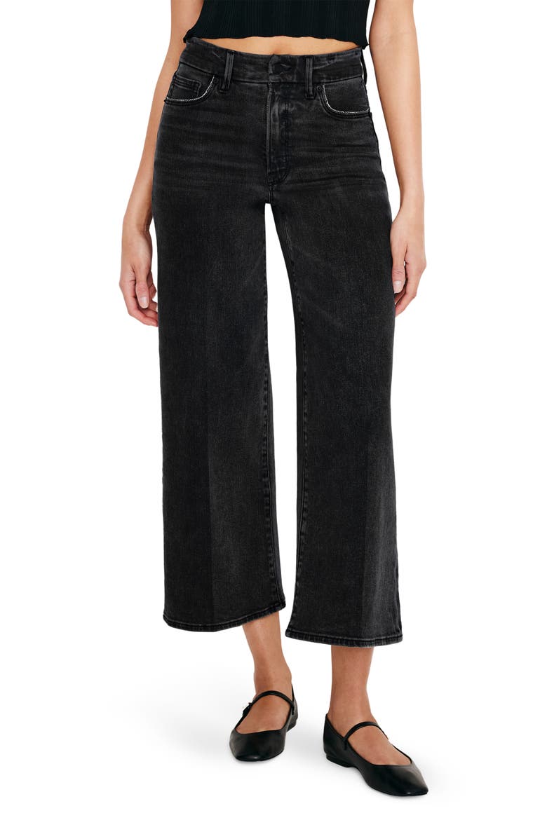 Good Waist High Waist Crop Palazzo Jeans, Main, color, BLACK274