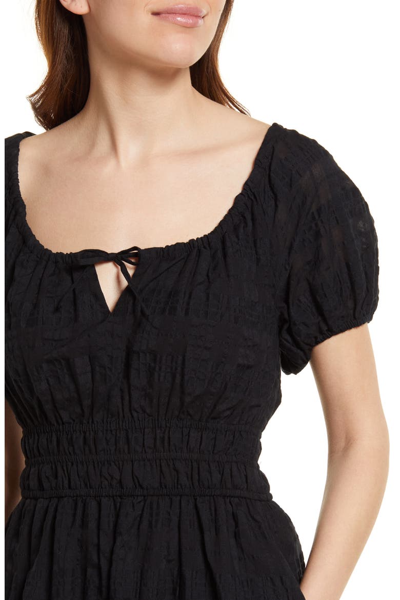 Check Seersucker Sophia Dress, Alternate, color, TRUE BLACK