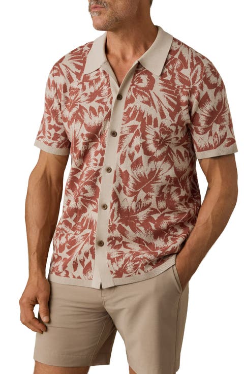 Short Sleeve Linen & Organic Cotton Knit Button-Up Shirt