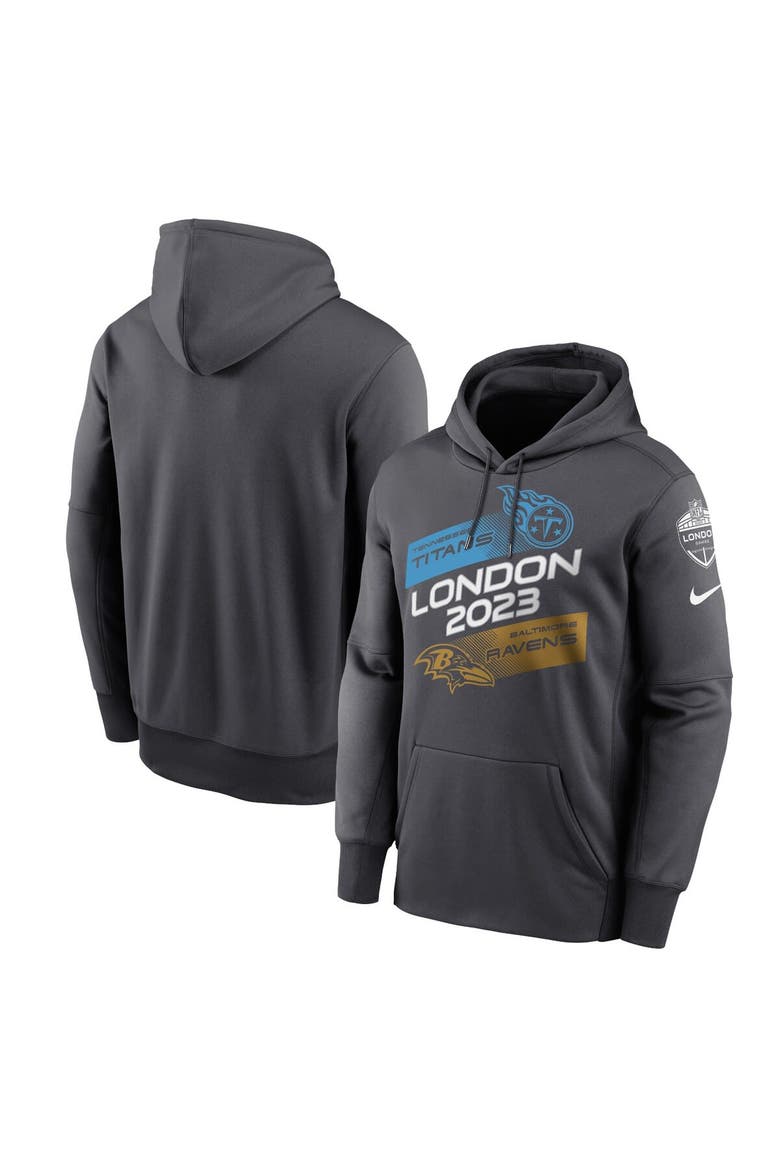 Men's Nike Anthracite Tennessee Titans vs. Baltimore Ravens 2023 London Game Pullover Hoodie, Alternate, color, Anthracite