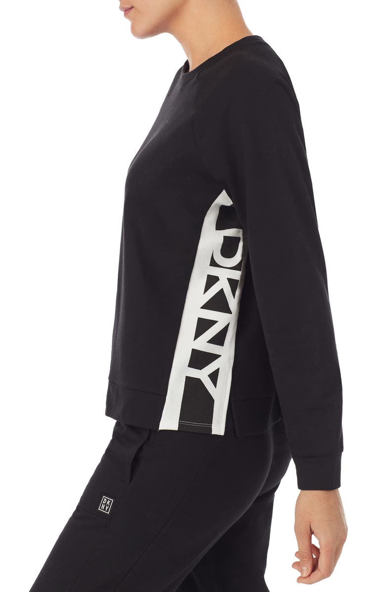DKNY Long Sleeve Logo Pajama Top, Alternate, color,