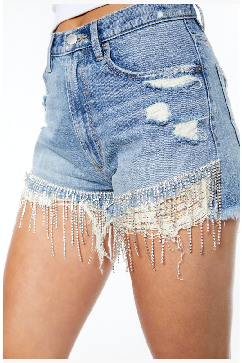 Dripping In Diamonds Denim Shorts, Alternate, color, Crete