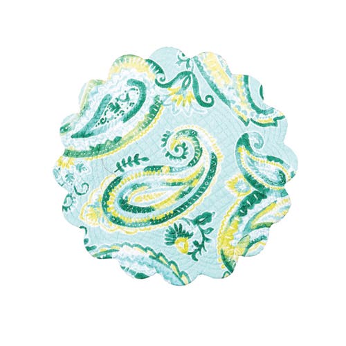 C & F Home C&f Home Jade Cotton Quilted Round Reversible Placemats Set Of 6, 17" In Blue
