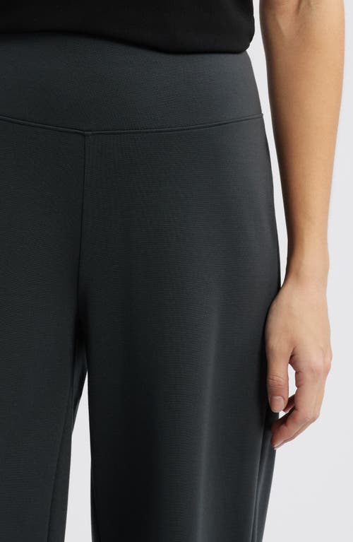 Eileen Fisher Flex Pintuck Double Knit Ponte Wide Leg Pants In Black