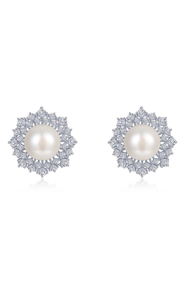 Lafonn Simulated Diamond & Cultured Freshwater Pearl Stud Earrings, Main, color, 