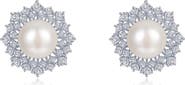 Lafonn Simulated Diamond & Cultured Freshwater Pearl Stud Earrings