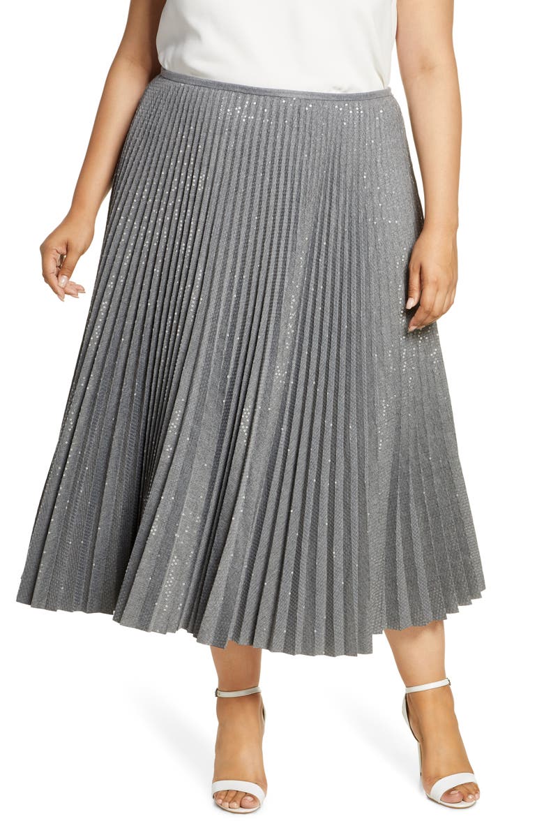 Lafayette 148 New York Jahira Sequin Pleated Midi Skirt, Main, color,