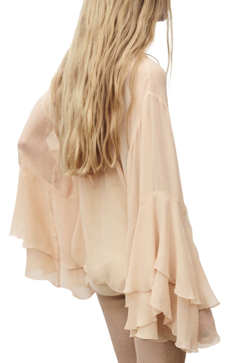 MANGO Ruffle Bell Sleeve Top, Alternate, color, 