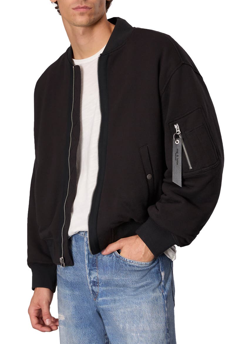 Manston Cotton Blend Bomber Jacket, Main, color, BLACK