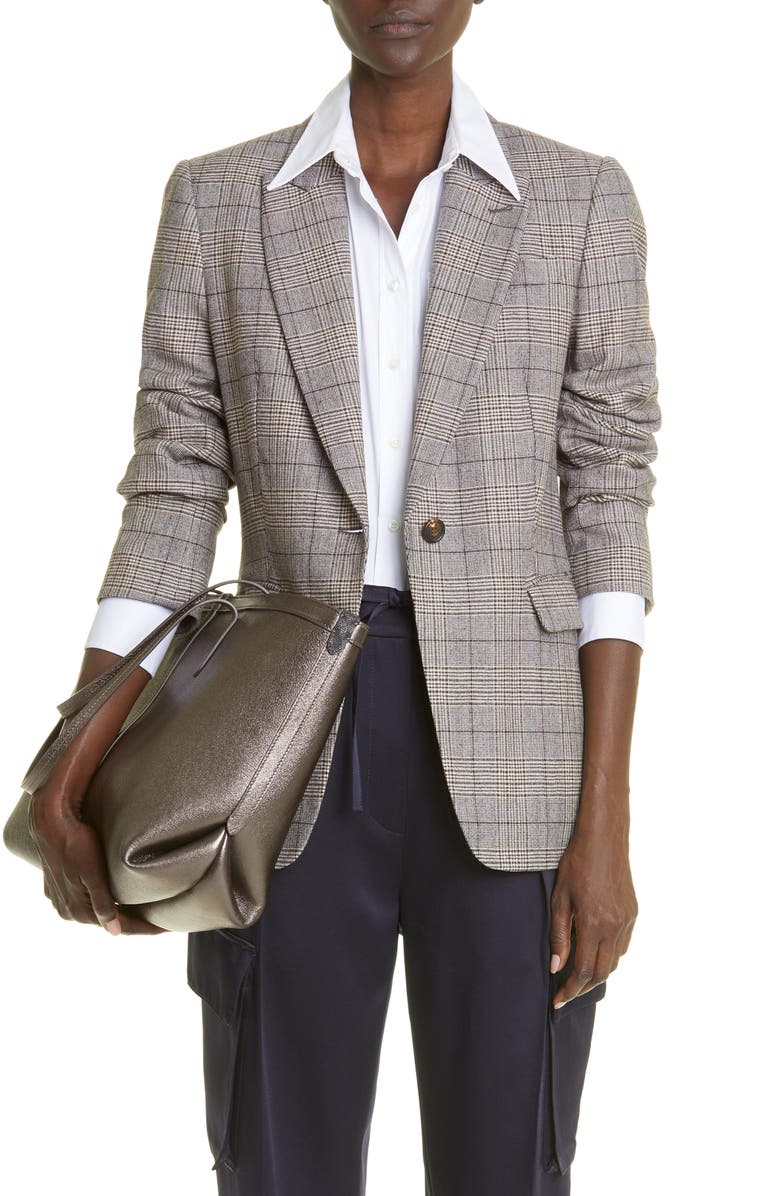 Brunello Cucinelli Glen Check Virgin Wool Blend Jacket, Main, color,