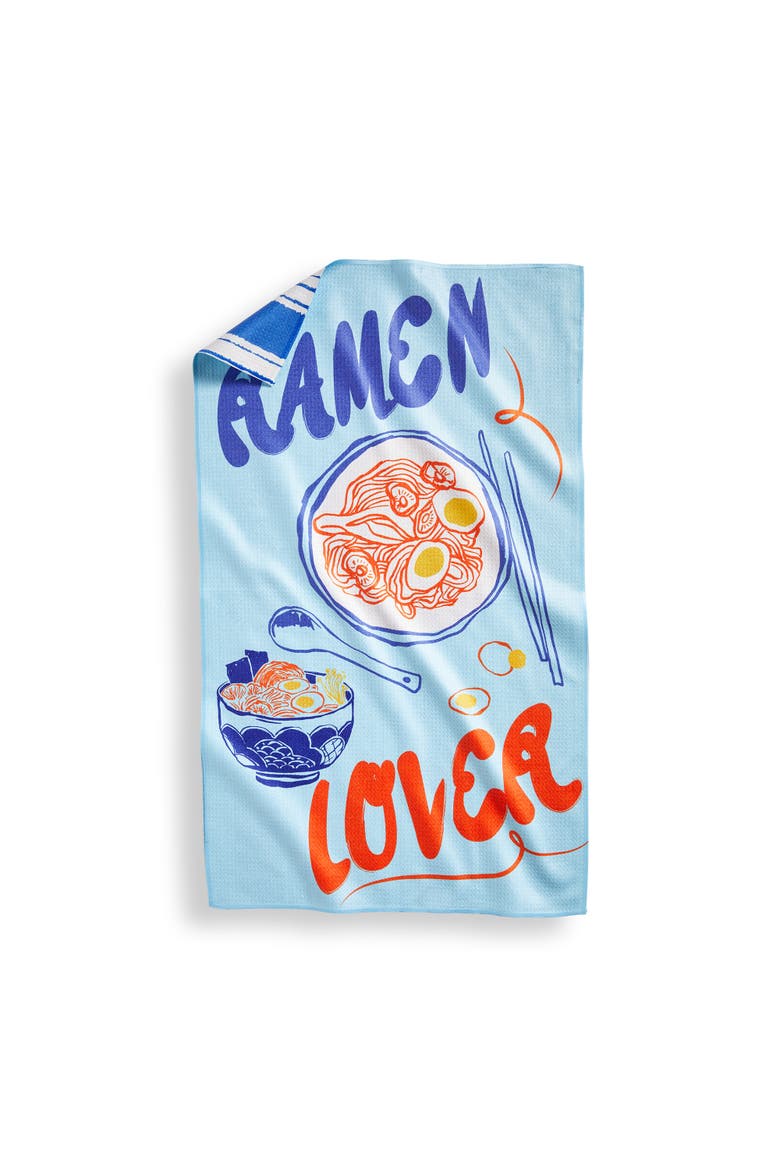 Super Absorbent Kitchen Towel Ramen Lover Dishtowel Multi 80% Recycled Polyester 18 x 30 in, Main, color, Multicolored