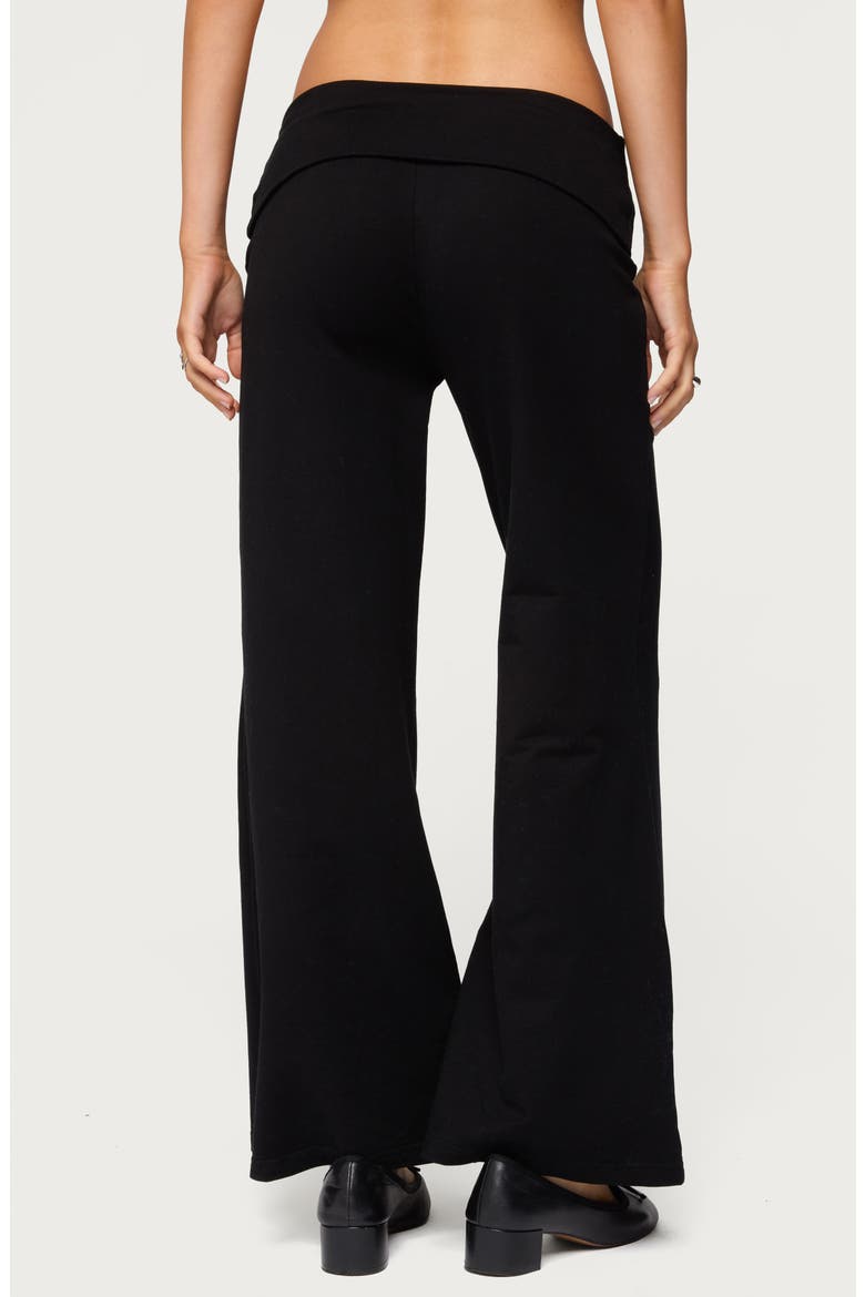 Wide Leg Foldover Pants, Alternate, color, BLACK